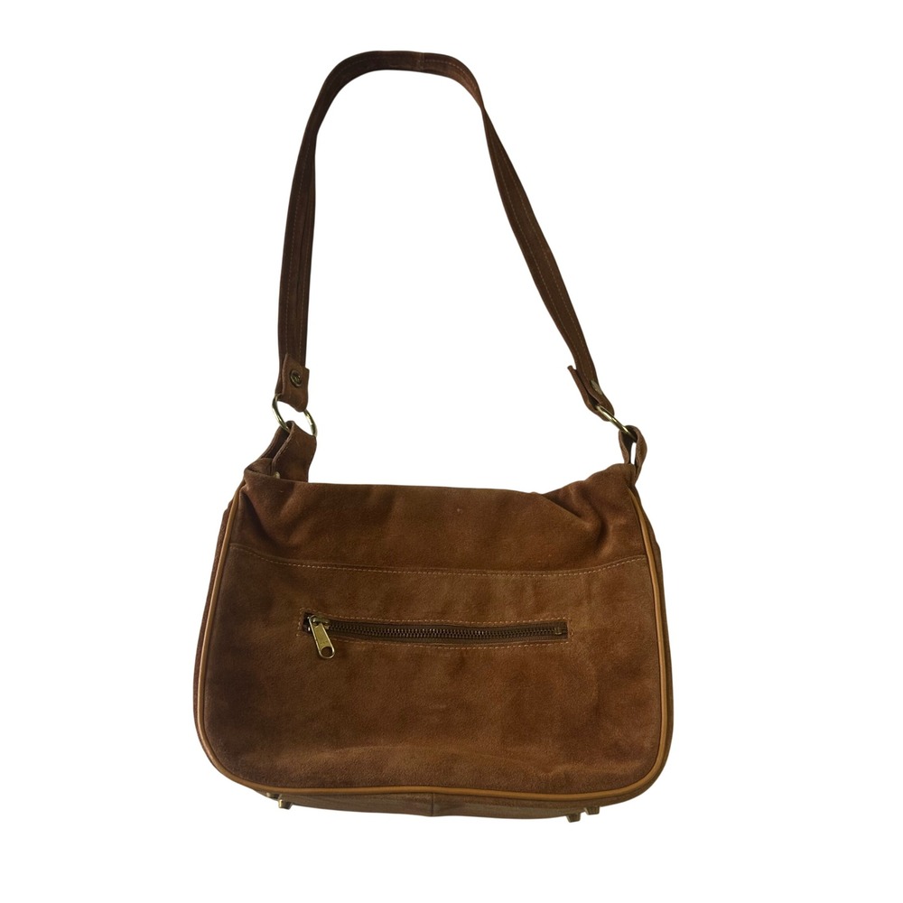 VTG Deer Wear Made In USA Brown Leather Shoulder Bag Purse Handbag Western Boho
